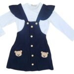 Elegancka dzianinowa sukienka dla dziewczynki, komplet, koszulka, rozmiar 110