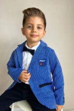 Garnitur dla chłopca, elegancki komplet, w komplecie z muszką - obrazek 4