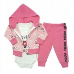 Bawełniany komplet dziewczęcy KOT w rozmiarze 68-74 cm