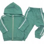 Bawełniany komplet dziewczęcy, ZIELONE PASKI