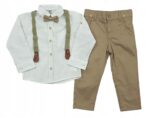 Elegancki chłopięcy komplet koszula spodnie szelki muszka 92 cm