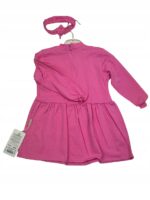 Elegancka dzianinowa sukienka dla dziewczynki w rozmiarze 110, komplet + opaska - obrazek 2