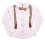 Elegancki chłopięcy komplet koszula spodnie szelki muszka 92 cm - obrazek 3