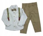 Elegancki komplet dla chłopca z muszką i szelkami