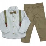Elegancki komplet dla chłopca z muszką i szelkami
