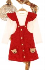 Sukienka dla dziewczynki z misiami w zestawie z bawełnianą koszulką