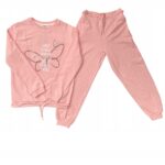 Dres bawełniany dla dziewczynki. Komplet składający się z T-shirtu i spodni