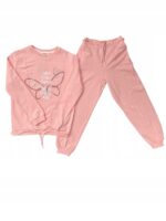 Dres bawełniany dla dziewczynki. Komplet składający się z T-shirtu i spodni