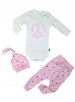 Zestaw dresowy dla dziewczynki, czapka, body, spodnie