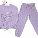 Bawełniany dres dla dziewczynki Komplet składający się z koszulki i spodni w rozmiarach 123 - 128cm