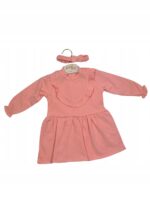 Elegancka dzianinowa sukienka dla dziewczynki w rozmiarze 92, komplet + opaska - obrazek 2