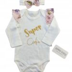 Body dziewczęce z kwiatowymi rękawami i opaską na głowę