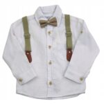 Elegancki komplet dla chłopca z muszką i szelkami - obrazek 2