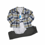 3-częściowy komplet chłopięcy w kratę z body marynarz