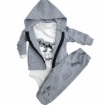 Komplet chłopięcy 3-częściowy z kapturem dinozaur