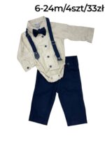 Elegancki komplet chłopięcy z muszką - obrazek 2