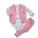 Niemowlęcy komplet 3-częściowy z króliczkiem