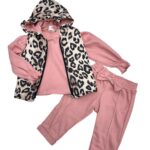 Dziewczęcy komplet 3-częściowy z kamizelką w panterkę