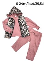 Dziewczęcy komplet 3-częściowy z kamizelką w panterkę