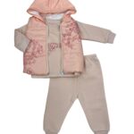 Ocieplany komplet dziewczęcy 3-częściowy z kamizelką