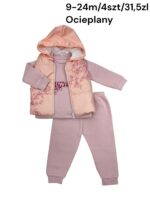 Ocieplany komplet dziewczęcy 3-częściowy z kamizelką - obrazek 2