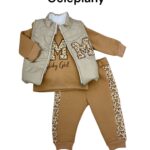 Ocieplany komplet 3-częściowy z kamizelką dla dziewczynki